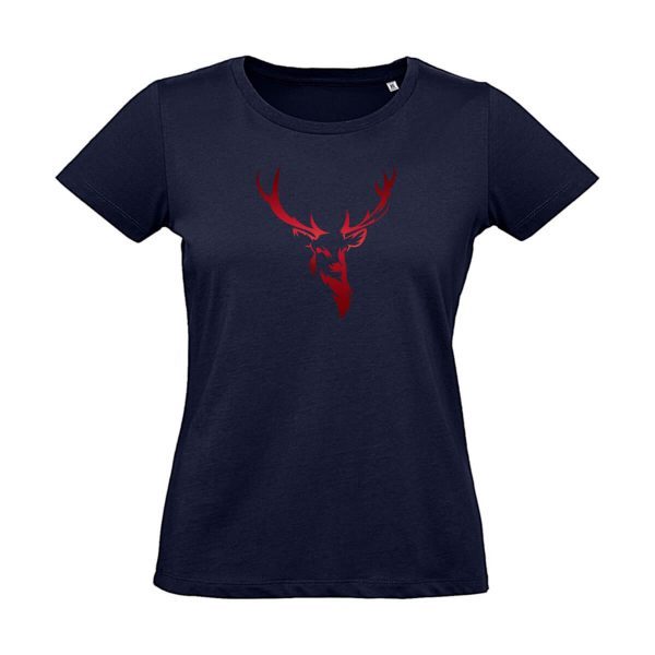 Damen T-Shirt mit rotem Hirsch Aufdruck
