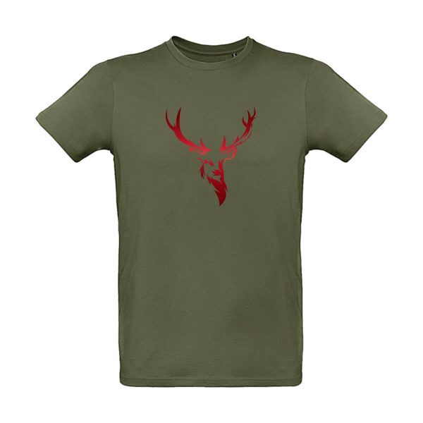 T-Shirt mit rotem Hirsch Aufdruck
