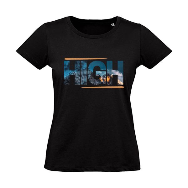 Schwarzes Damen T-Shirt mit High Aufschrift