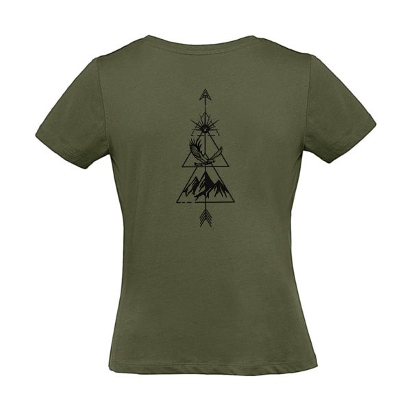 Grünes Damen T-Shirt mit Berg und Adler Motiv