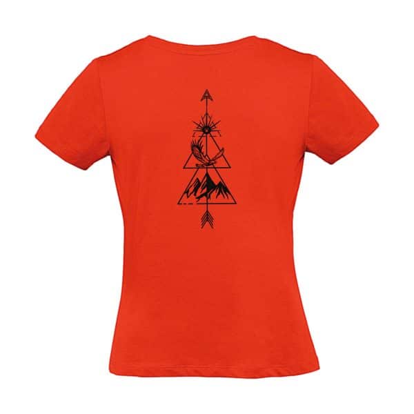 Rotes Damen T-Shirt mit Berg und Adler Motiv