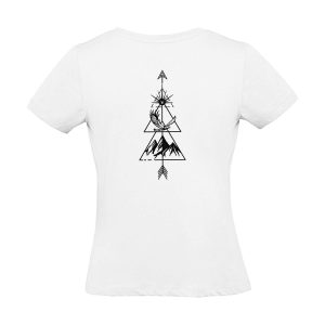 Weißes Damen T-Shirt mit Berg und Adler Motiv
