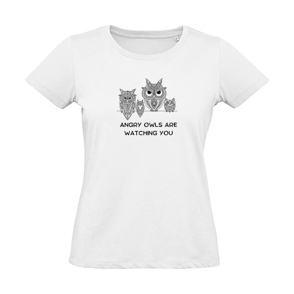 Weißes Damen T-Shirt mit Eulen Aufdruck