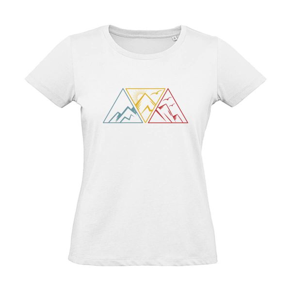 Weißes Damen T-Shirt mit Berg Motiv