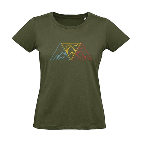 Grünes Damen T-Shirt mit Berg Motiv