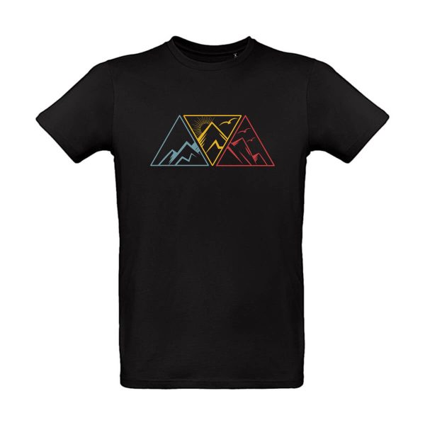 Schwarzes Herren T-Shirt mit Berg Motiv