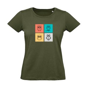 Grünes Damen T-Shirt mit Eulen Aufdruck