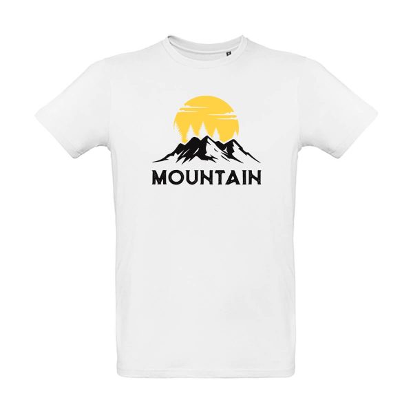 Weißes Herren T-Shirt mit Berg Motiv