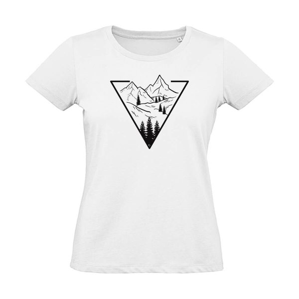 Weißes Damen T-Shirt mit Berg Motiv