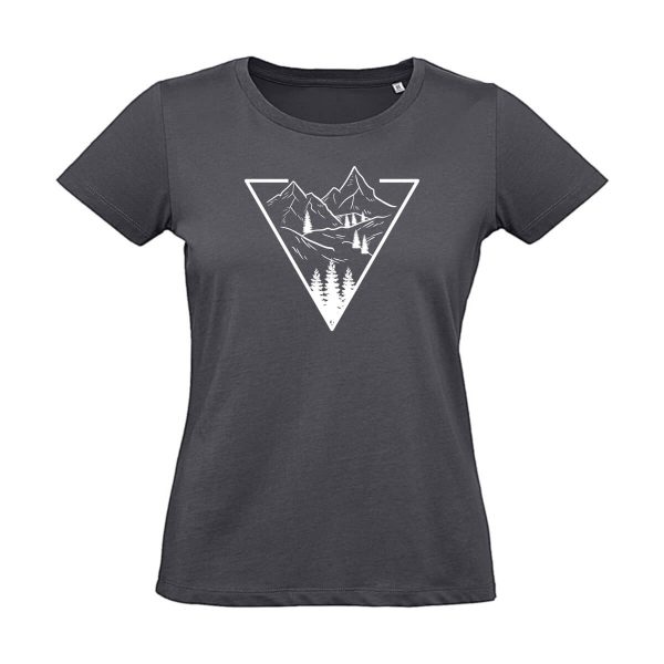 Dunkel graues Damen T-Shirt mit Berg Motiv