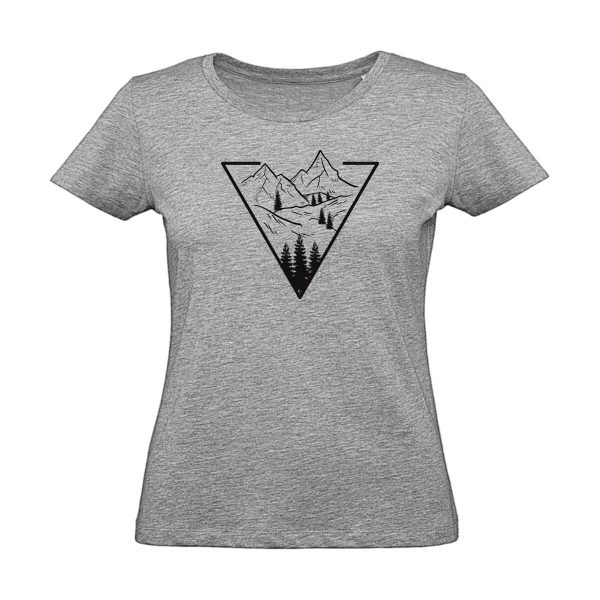 Graues Damen T-Shirt mit Berg Motiv