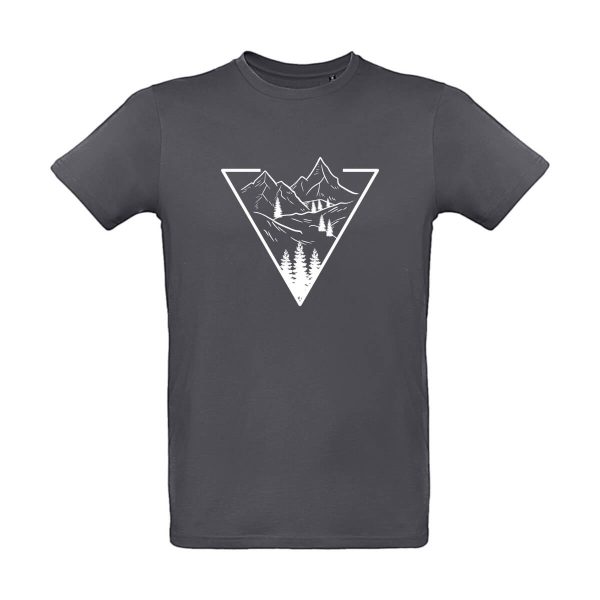 Dunkel graues Herren T-Shirt mit Berg Motiv