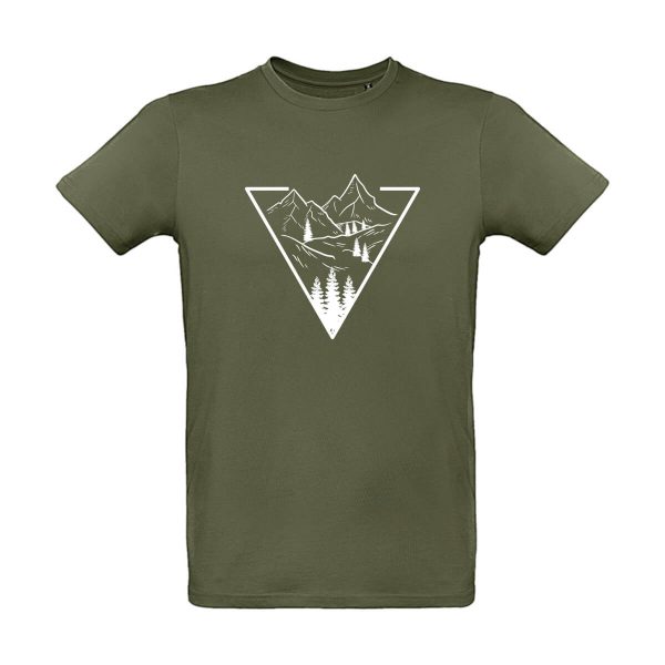Grünes Herren T-Shirt mit Berg Motiv